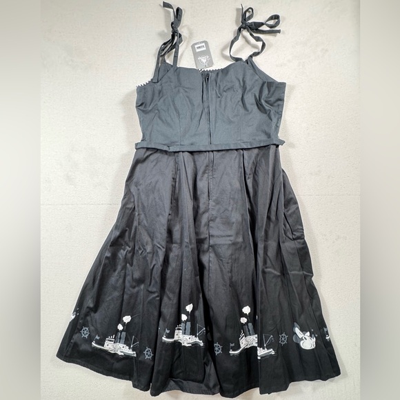 NWT Her Universe Disney Steamboat Willie Dress XL | Fit Flare Black White Stripe - Picture 9 of 11
